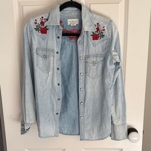 Denim & Supply Ralph Lauren Light Blue Embroidered Button Down Shirt